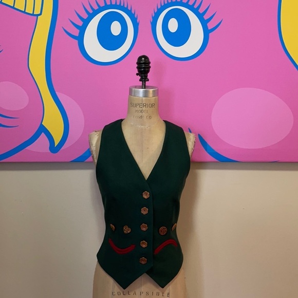 Moschino Green Wool Smile Frown Vest - Picture 1 of 15